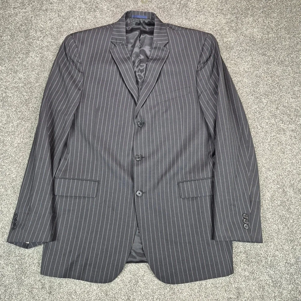 Daniel Cremieux Loro Piana Suit Mens 42L Black Pinstripe Blazer Pants 36x32